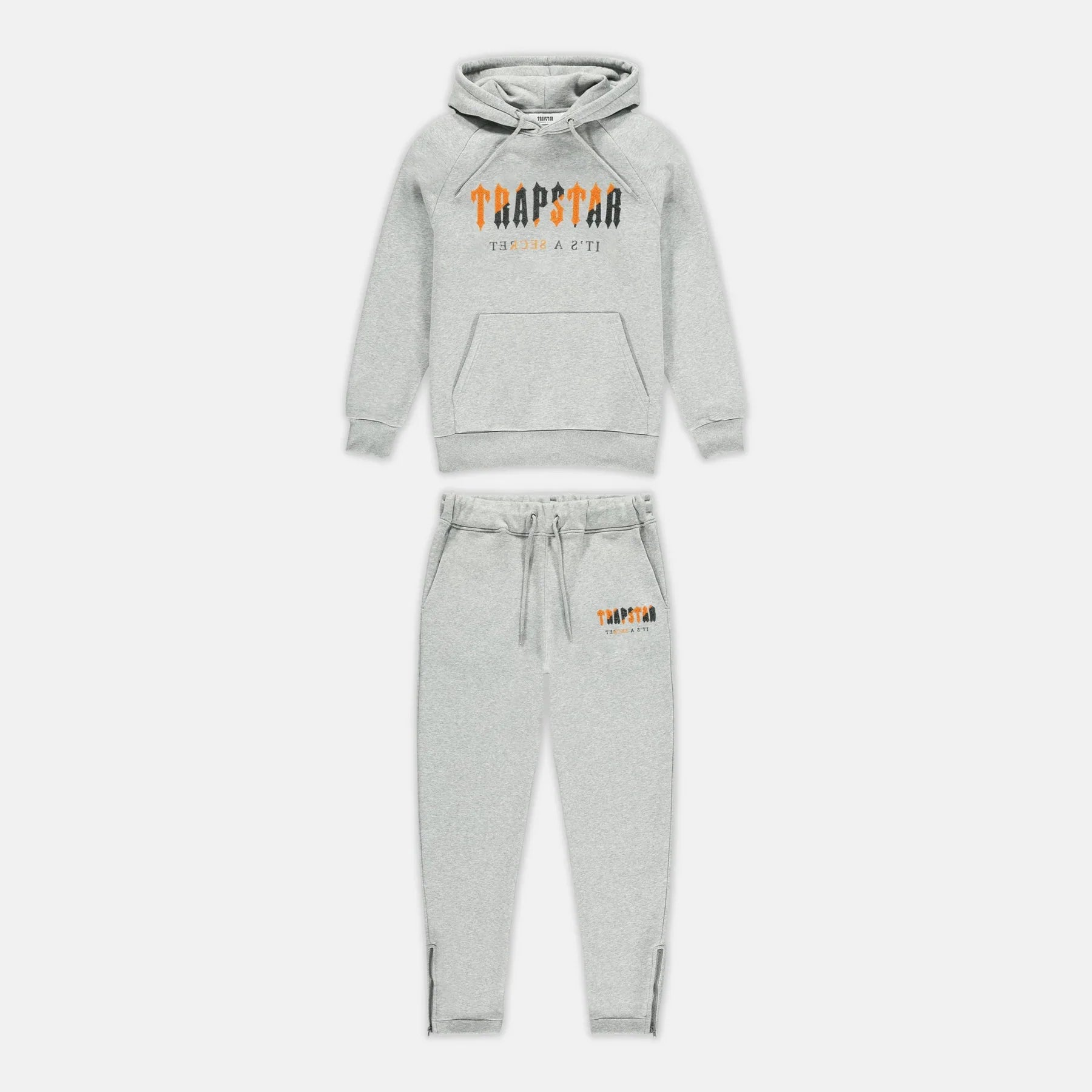 TRAPSTR Chenille Tracksuit - Grey/Orange