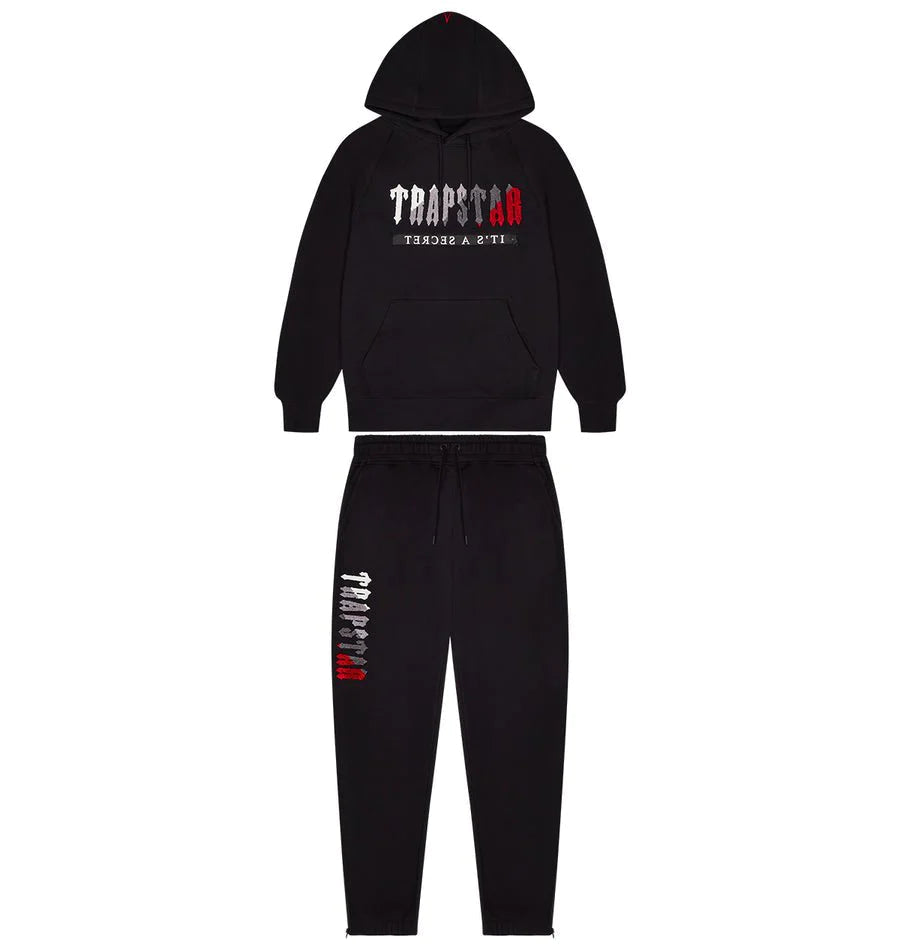 TRAPSTR Chenille Tracksuit - Black/Red