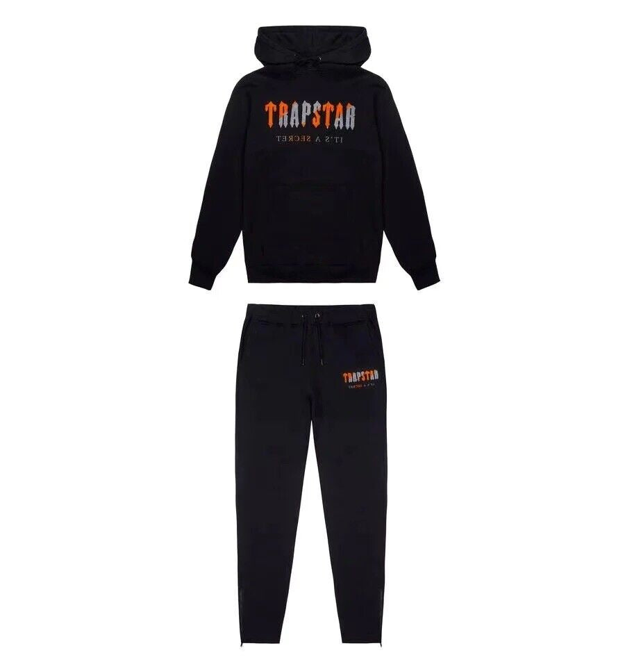 TRAPSTR Chenille Tracksuit - Black/Orange